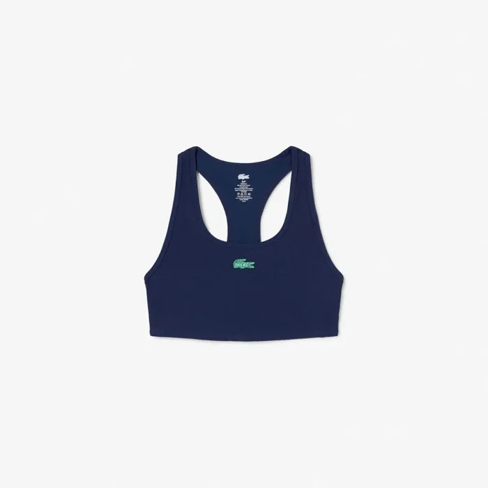 TShirts and Tops Women Lacoste Women039s Lacoste X Bandier Ribbed Sports Bra Navy Blue 166