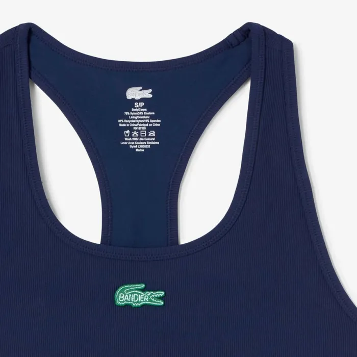 TShirts and Tops Women Lacoste Women039s Lacoste X Bandier Ribbed Sports Bra Navy Blue 166