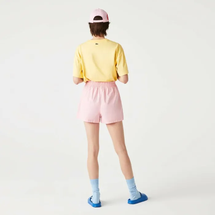 TShirts and Tops Women Lacoste Women039s Short Flecked Loose Fit Organic Cotton TShirt Napolitan Yellow 6xp