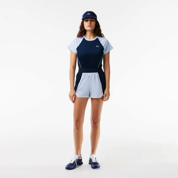 TShirts and Tops Women Lacoste Women039s Slim Fit UltraDry Sport Stretch TShirt Navy Blue Light Blue Wb3