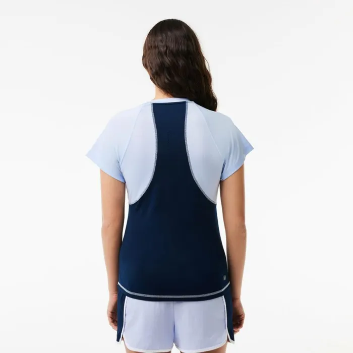 TShirts and Tops Women Lacoste Women039s Slim Fit UltraDry Sport Stretch TShirt Navy Blue Light Blue Wb3
