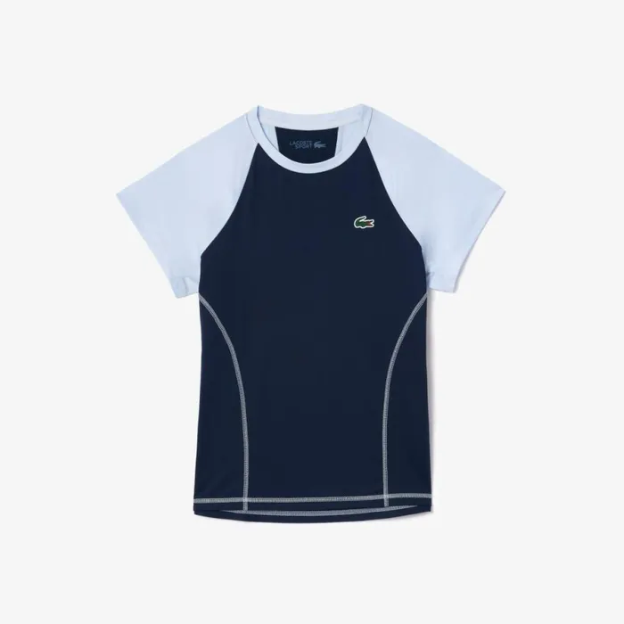 TShirts and Tops Women Lacoste Women039s Slim Fit UltraDry Sport Stretch TShirt Navy Blue Light Blue Wb3