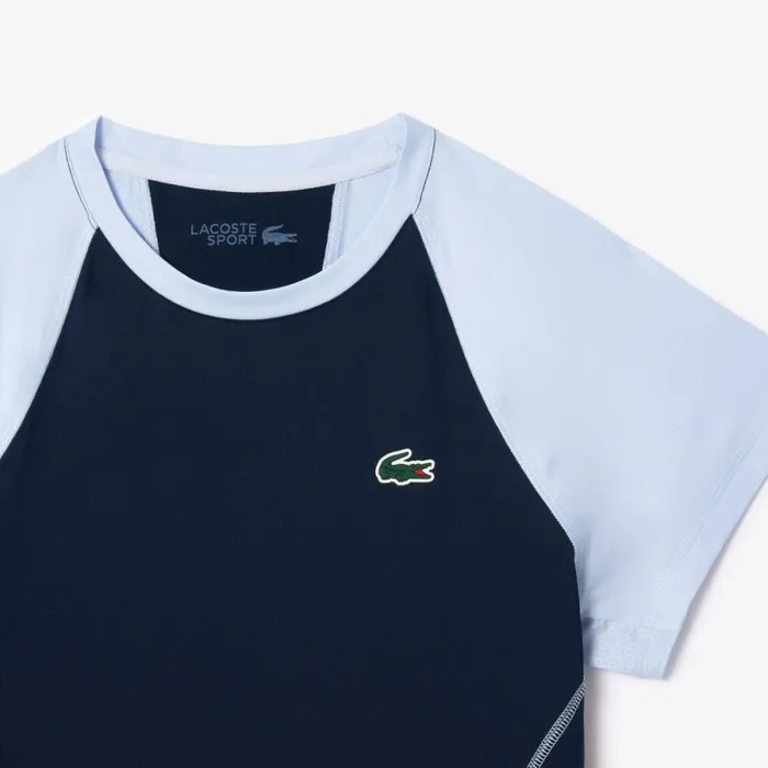 TShirts and Tops Women Lacoste Women039s Slim Fit UltraDry Sport Stretch TShirt Navy Blue Light Blue Wb3