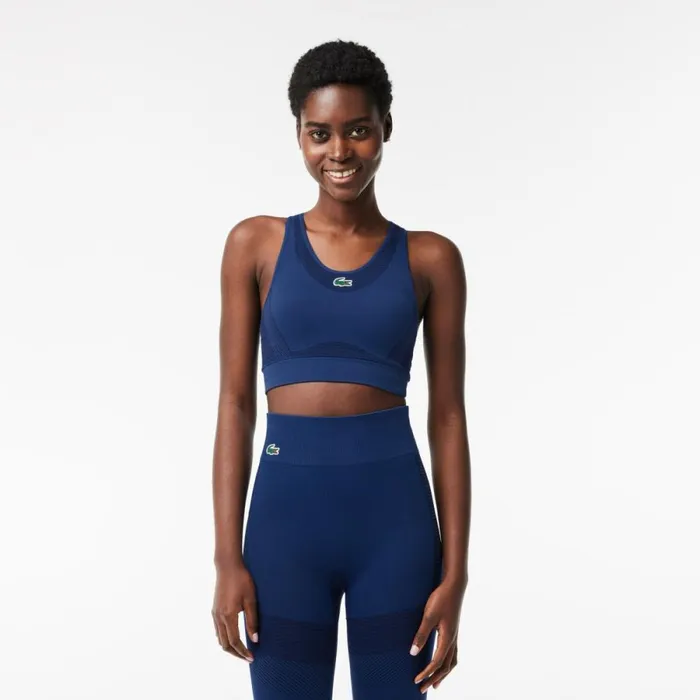 TShirts and Tops Women Lacoste Women039s SPORT Seamless Stretch Bra Methylene Blue F9f