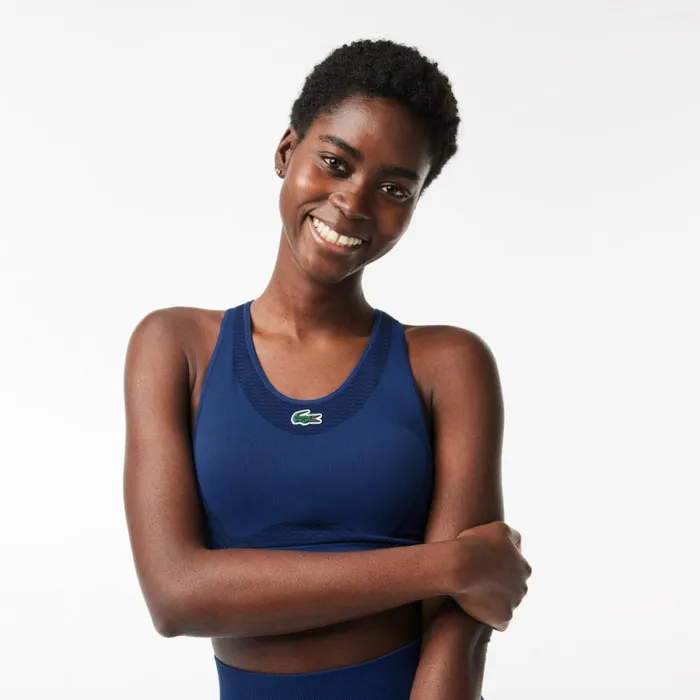 TShirts and Tops Women Lacoste Women039s SPORT Seamless Stretch Bra Methylene Blue F9f