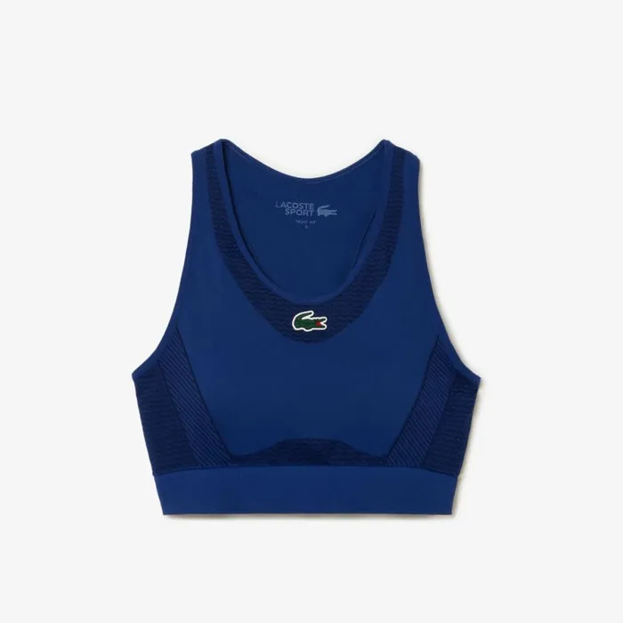 TShirts and Tops Women Lacoste Women039s SPORT Seamless Stretch Bra Methylene Blue F9f