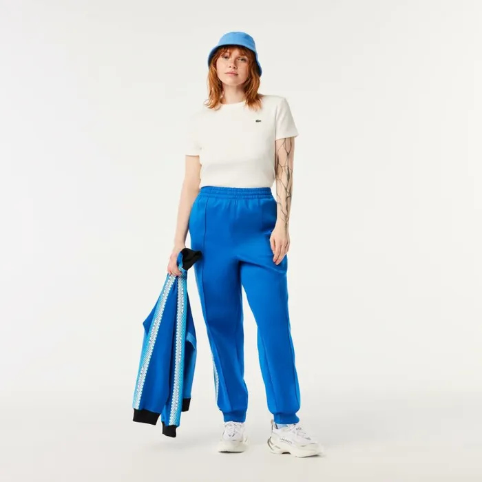 TShirts and Tops Women Lacoste Womens Slim Fit Ribbed Cotton TShirt White 70v