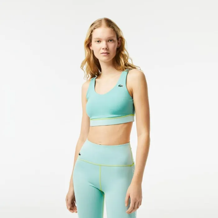 TShirts and Tops Women Lacoste Womens SPORT UltraDry Sports Bra Green Light Green Cr5