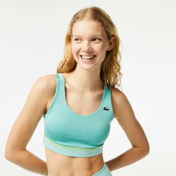 TShirts and Tops Women Lacoste Womens SPORT UltraDry Sports Bra Green Light Green Cr5