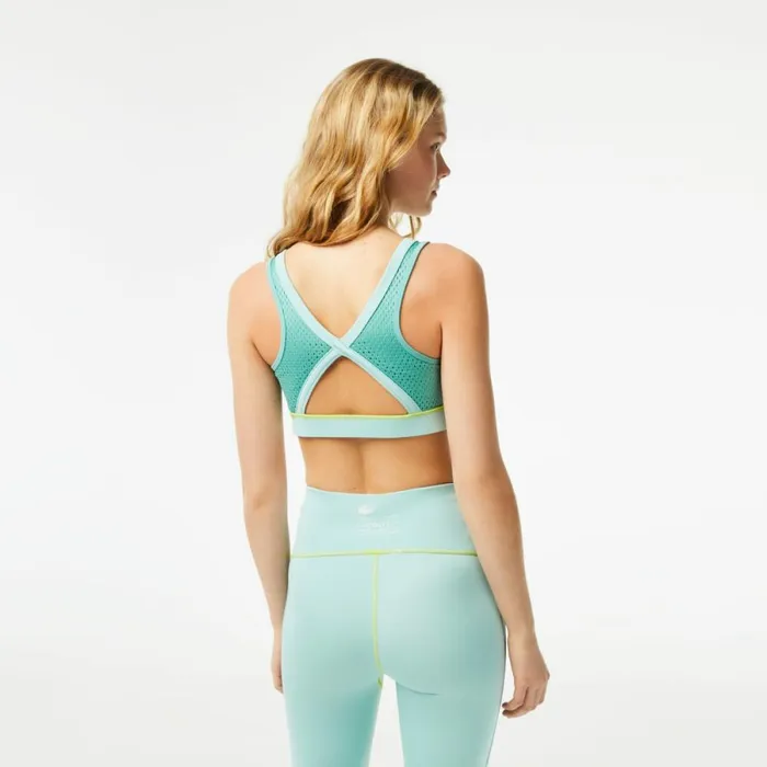 TShirts and Tops Women Lacoste Womens SPORT UltraDry Sports Bra Green Light Green Cr5