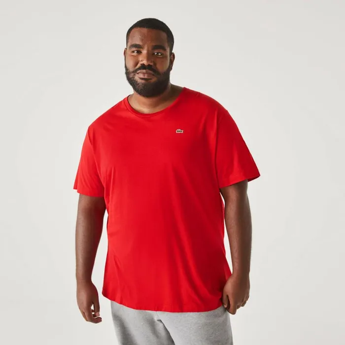 TShirts Men Lacoste Men039s Big Fit Crew Neck Cotton Jersey TShirt Red 240