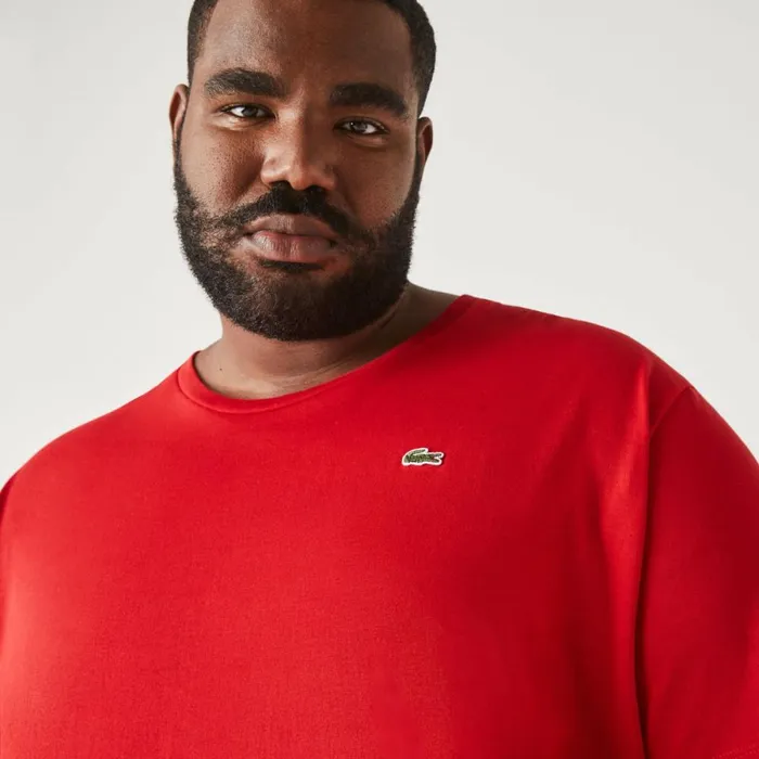 TShirts Men Lacoste Men039s Big Fit Crew Neck Cotton Jersey TShirt Red 240