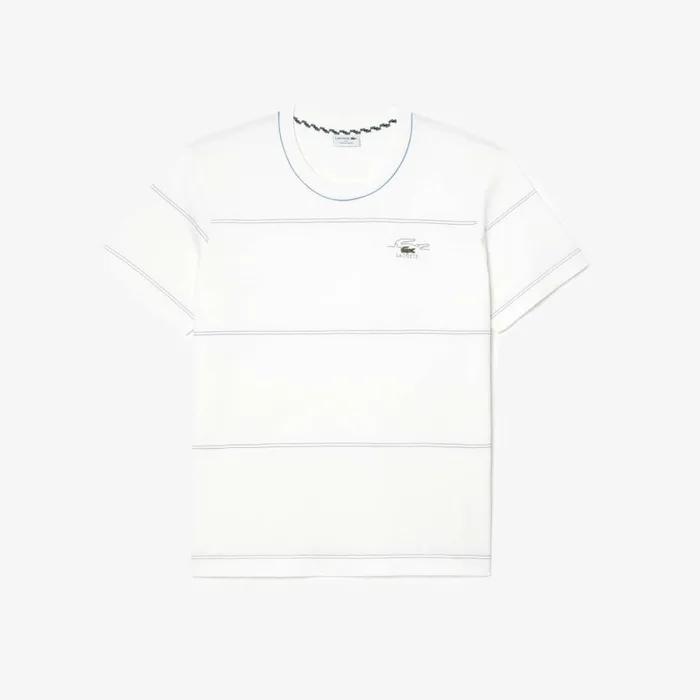 TShirts Men Lacoste Men039s Big Fit Ribbed Collar TShirt White 70v