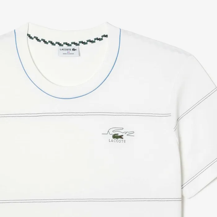 TShirts Men Lacoste Men039s Big Fit Ribbed Collar TShirt White 70v
