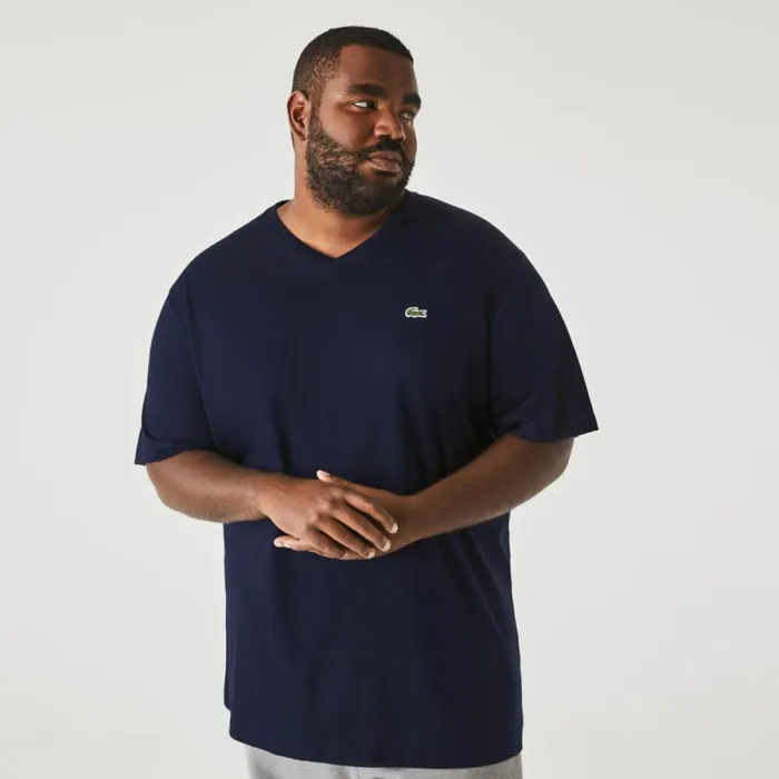 TShirts Men Lacoste Men039s Big Fit VNeck Pima TShirt Navy Blue 166