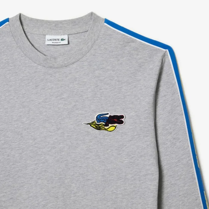 TShirts Men Lacoste Men039s Branded Band TShirt Grey Chine Cca
