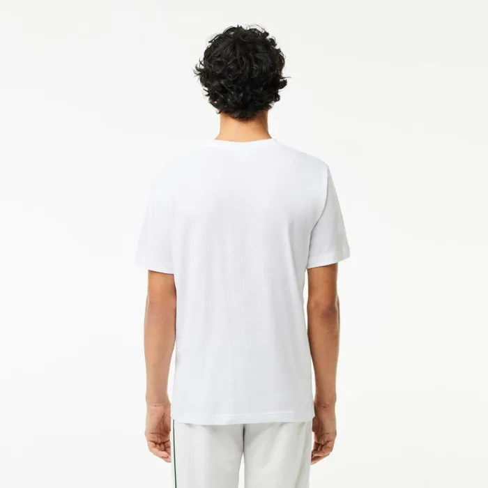 TShirts Men Lacoste Men039s Cotton Jersey Signature Print TShirt White 001