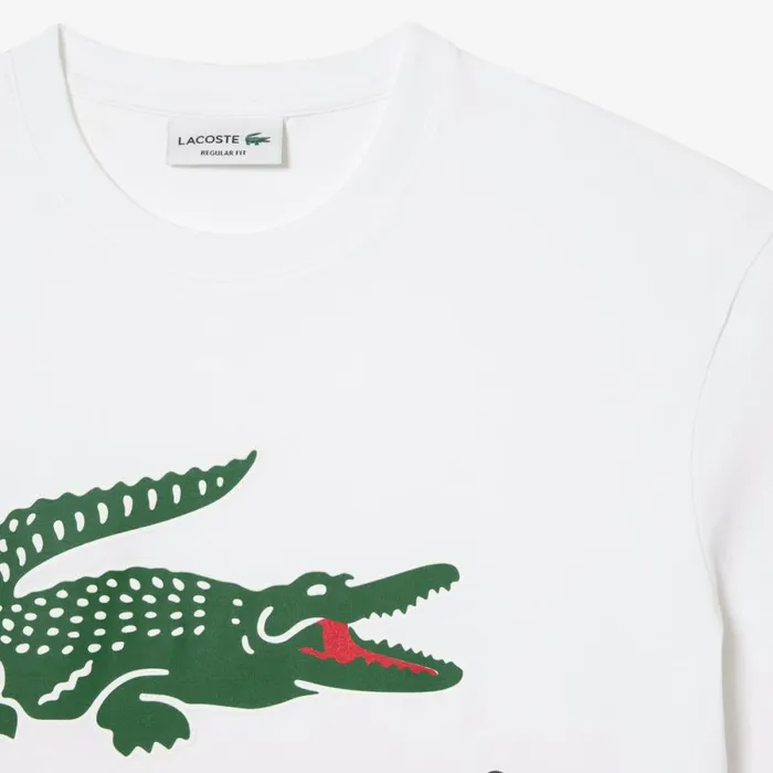 TShirts Men Lacoste Men039s Cotton Jersey Signature Print TShirt White 001