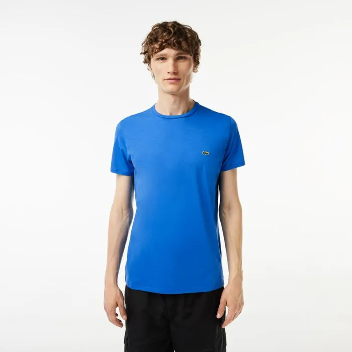 TShirts Men Lacoste Men039s Crew Neck Pima Cotton Jersey TShirt Blue Siy
