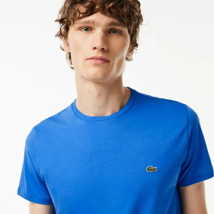 TShirts Men Lacoste Men039s Crew Neck Pima Cotton Jersey TShirt Blue Siy