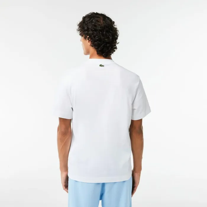 TShirts Men Lacoste Men039s Heavy Cotton Jersey Multi Badge TShirt White 001