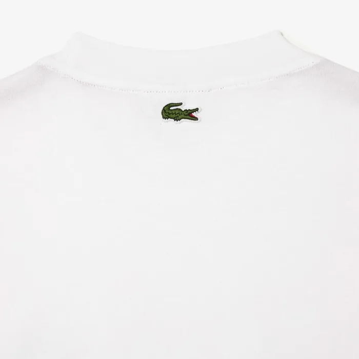 TShirts Men Lacoste Men039s Heavy Cotton Jersey Multi Badge TShirt White 001