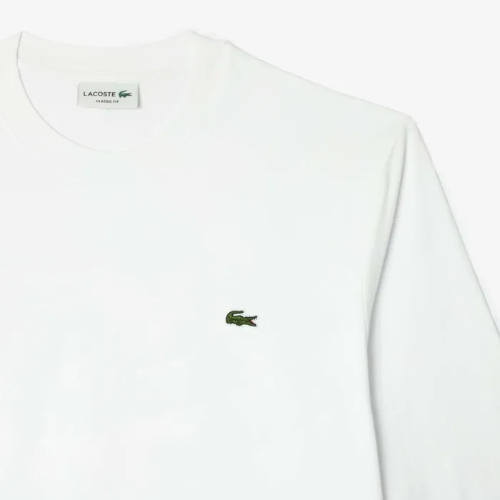 TShirts Men Lacoste Men039s Long Sleeve Cotton Jersey TShirt White 001