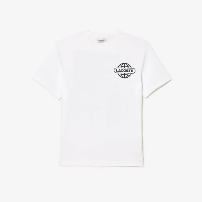 TShirts Men Lacoste Men039s Printed Heavy Cotton Jersey TShirt White 001