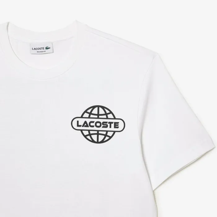 TShirts Men Lacoste Men039s Printed Heavy Cotton Jersey TShirt White 001