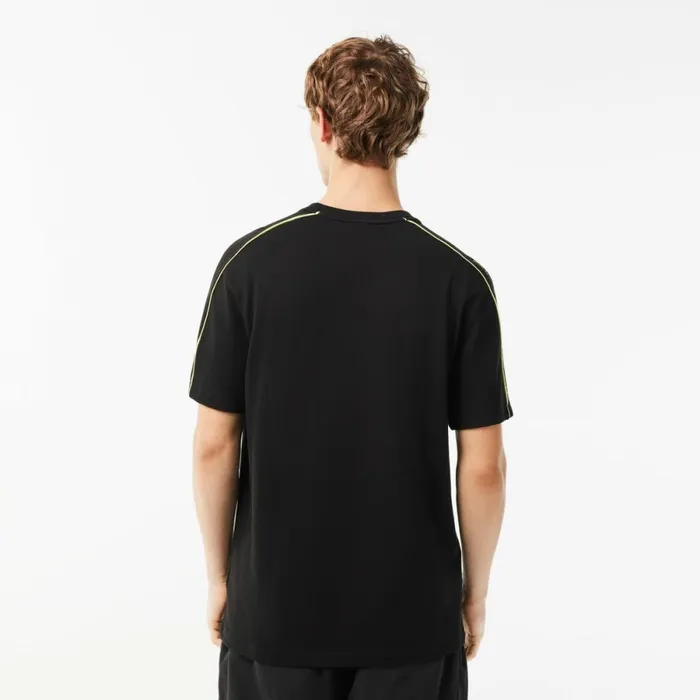 TShirts Men Lacoste Men039s Regular Fit Technical Piqu Print TShirt Black Flashy Yellow 6vt