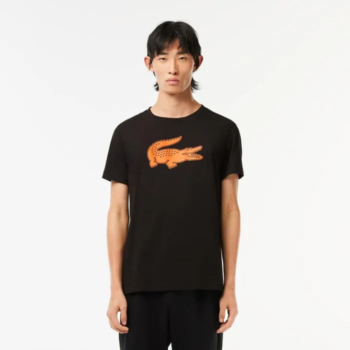 TShirts Men Lacoste Men039s Sport 3D Print Croc Jersey TShirt Black Orange Qxi