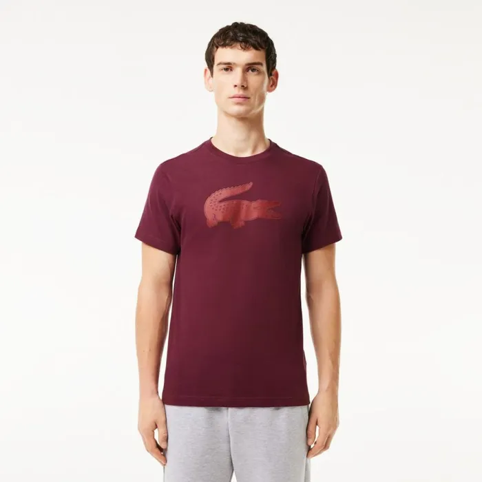 TShirts Men Lacoste Men039s Sport 3D Print Croc Jersey TShirt Bordeaux Il6