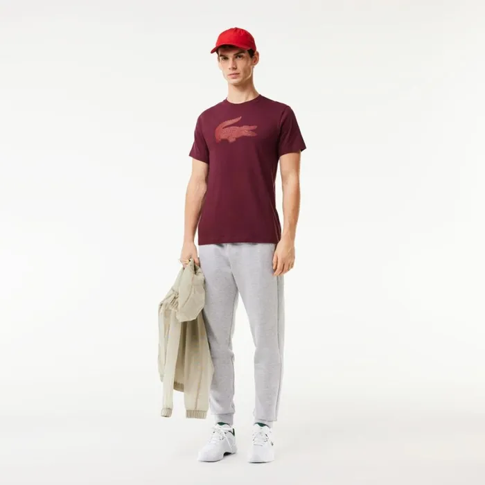 TShirts Men Lacoste Men039s Sport 3D Print Croc Jersey TShirt Bordeaux Il6