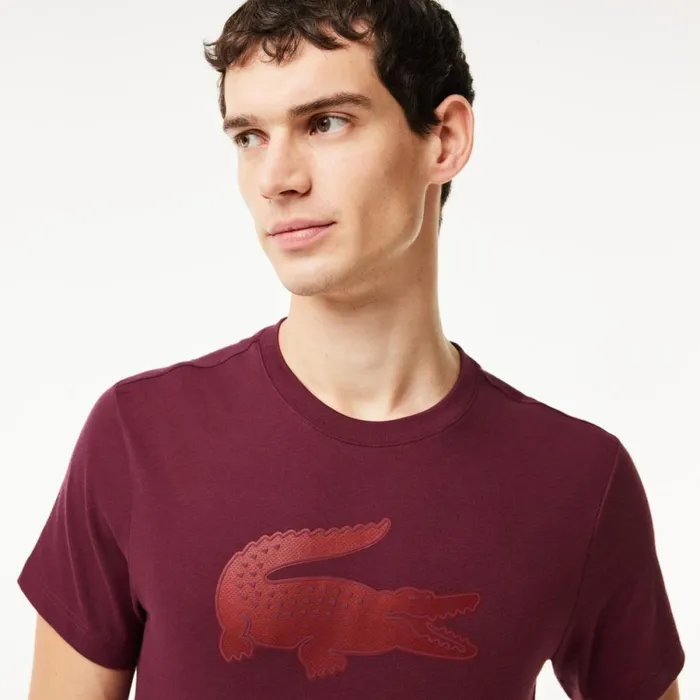 TShirts Men Lacoste Men039s Sport 3D Print Croc Jersey TShirt Bordeaux Il6