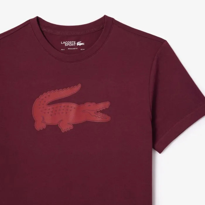 TShirts Men Lacoste Men039s Sport 3D Print Croc Jersey TShirt Bordeaux Il6