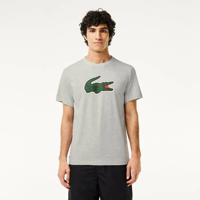 TShirts Men Lacoste Men039s Sport UltraDry Croc Print TShirt Grey Chine Green White Aj9
