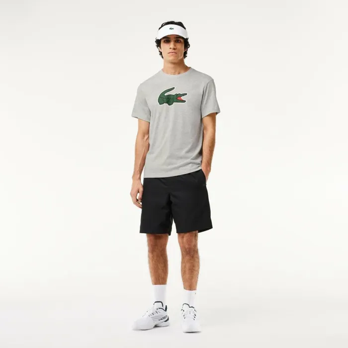 TShirts Men Lacoste Men039s Sport UltraDry Croc Print TShirt Grey Chine Green White Aj9