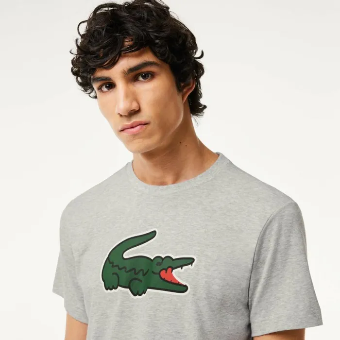 TShirts Men Lacoste Men039s Sport UltraDry Croc Print TShirt Grey Chine Green White Aj9