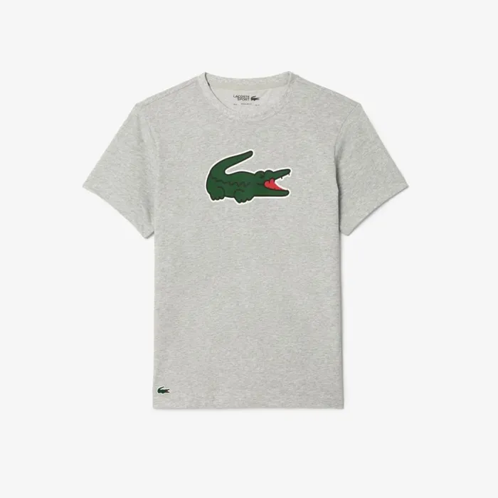 TShirts Men Lacoste Men039s Sport UltraDry Croc Print TShirt Grey Chine Green White Aj9
