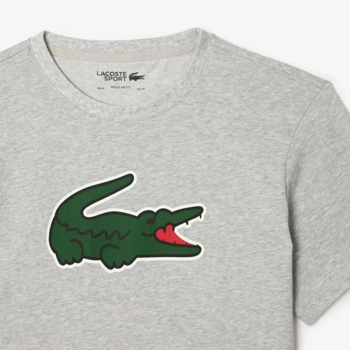 TShirts Men Lacoste Men039s Sport UltraDry Croc Print TShirt Grey Chine Green White Aj9