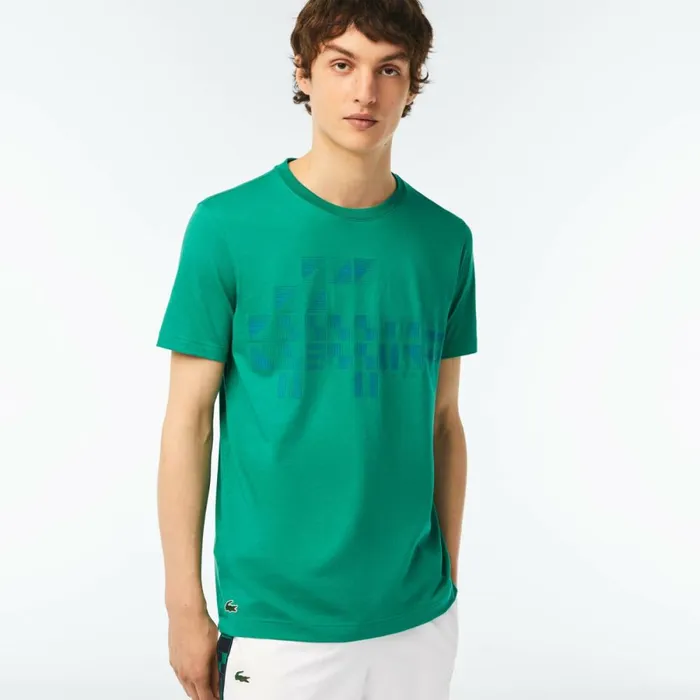 TShirts Men Lacoste Men039s SPORT X Novak Djokovic Printed TShirt Green Hd2