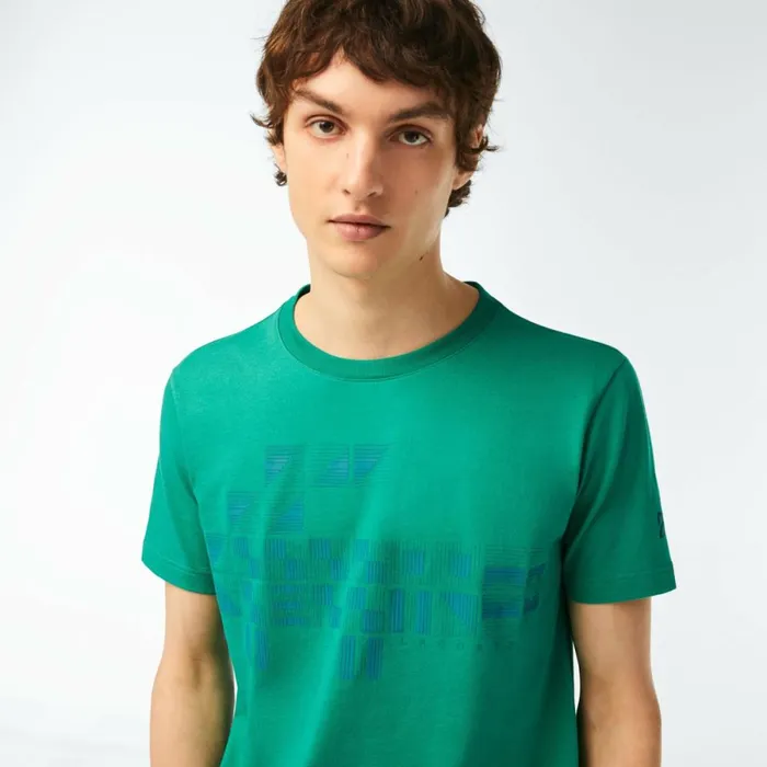 TShirts Men Lacoste Men039s SPORT X Novak Djokovic Printed TShirt Green Hd2