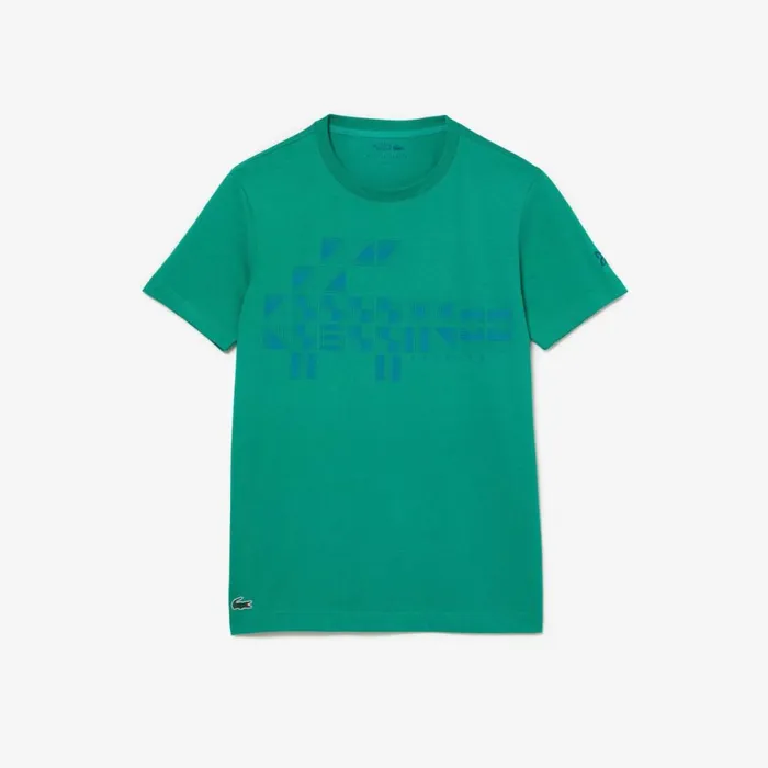 TShirts Men Lacoste Men039s SPORT X Novak Djokovic Printed TShirt Green Hd2