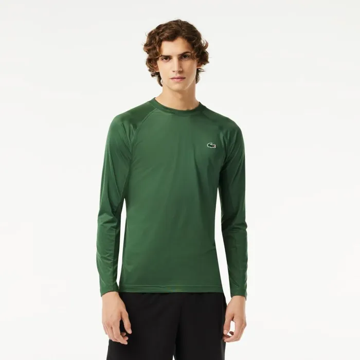 TShirts Men Lacoste Men039s Stretch Jersey Long Sleeve TShirt Dark Green Smi