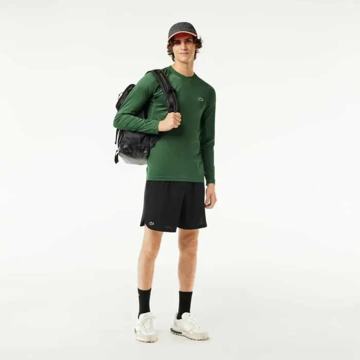 TShirts Men Lacoste Men039s Stretch Jersey Long Sleeve TShirt Dark Green Smi