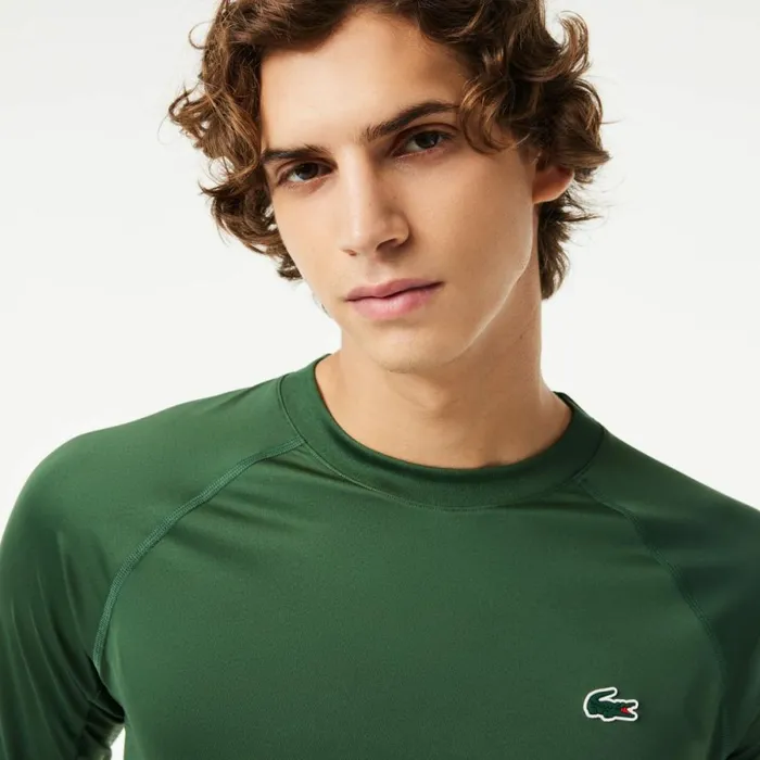 TShirts Men Lacoste Men039s Stretch Jersey Long Sleeve TShirt Dark Green Smi