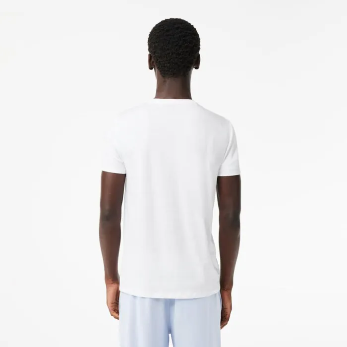 TShirts Men Lacoste Men039s VNeck Pima Cotton Jersey TShirt White 001