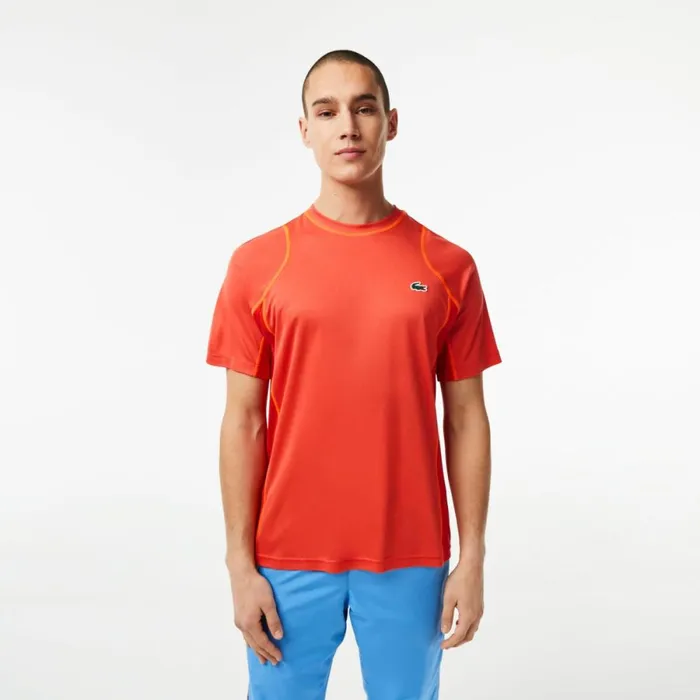 TShirts Men Lacoste Mens AbrasionResistant Tennis TShirt Orange Red Orange Xij