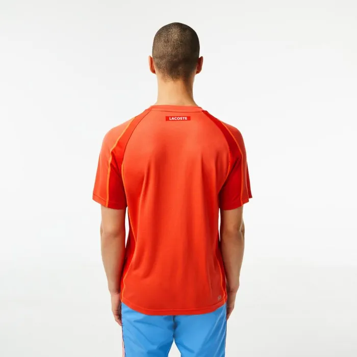 TShirts Men Lacoste Mens AbrasionResistant Tennis TShirt Orange Red Orange Xij