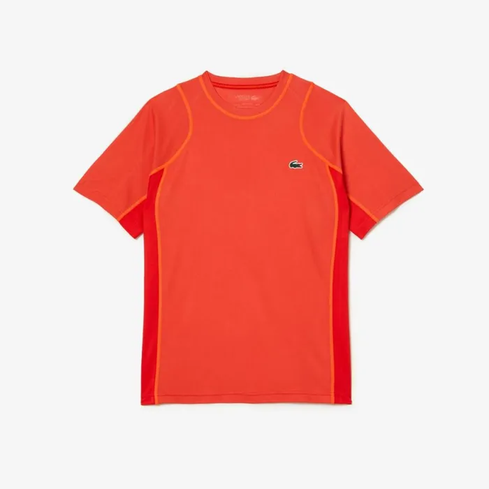 TShirts Men Lacoste Mens AbrasionResistant Tennis TShirt Orange Red Orange Xij